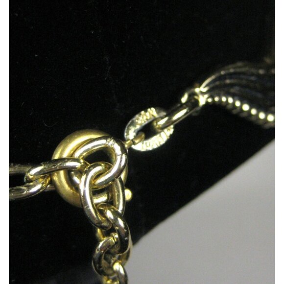 Can Floxal Necklace 17 In Vintage Jewelry Goldtone Panel Choker Wave Scroll - Picture 6 of 6